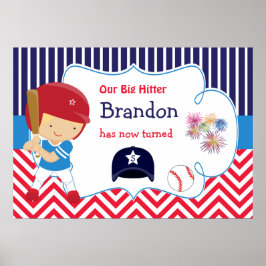 Poster d'anniversaire de baseball Cute Blonde Hair