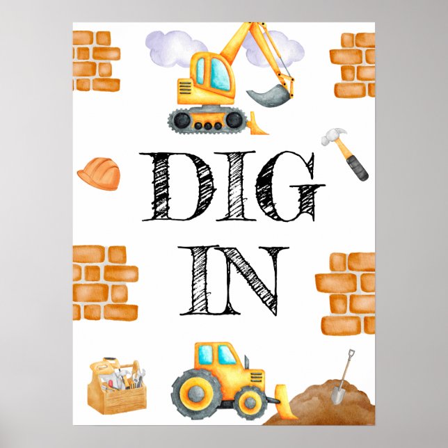 Poster d'anniversaire de construction d'aquarelle (Devant)