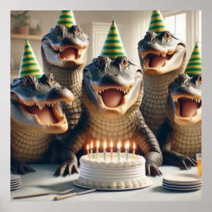 Poster d'anniversaire de crocodile