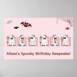 Poster d'anniversaire de Kawaii Halloween - Fantôm