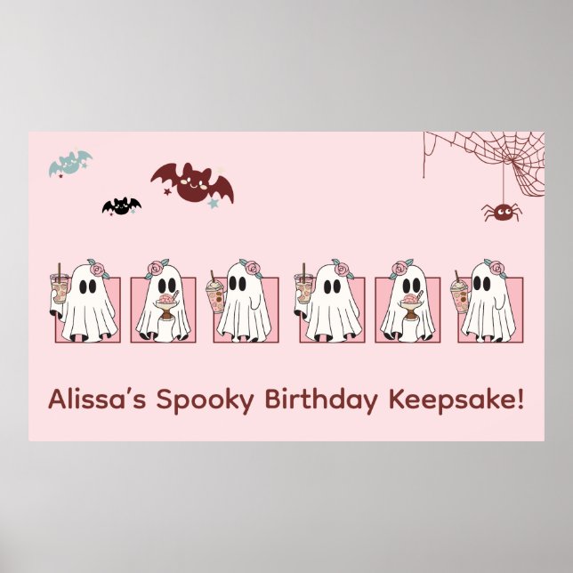 Poster d'anniversaire de Kawaii Halloween - Fantôm (Devant)