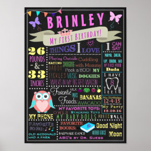 Poster d'anniversaire de naissance de la petite fi