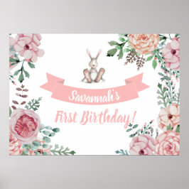Poster d'Anniversaire Floral Bunny