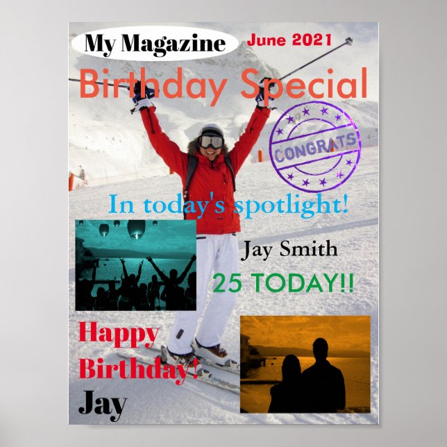 Poster d'Anniversaire Personnalisé Avec Photos (Devant)