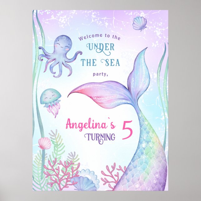 Poster d'anniversaire sur le thème nautique. (Devant)