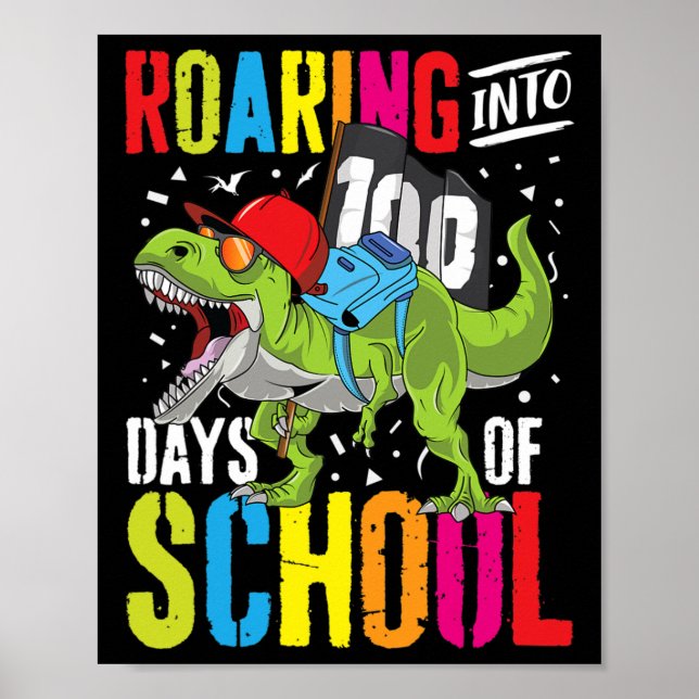 Poster Dans 100 Jours De L'École Plaisir T Rex Dinosaur G (Devant)