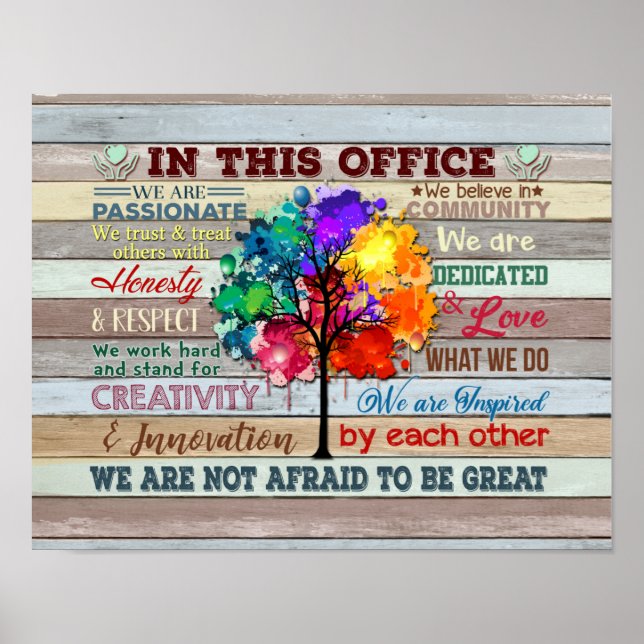 Poster Dans Ce Bureau, Nous Sommes Un Team Tree coloré (Devant)
