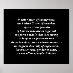 Poster Dans cette nation d'immigrants ... Réjouissez