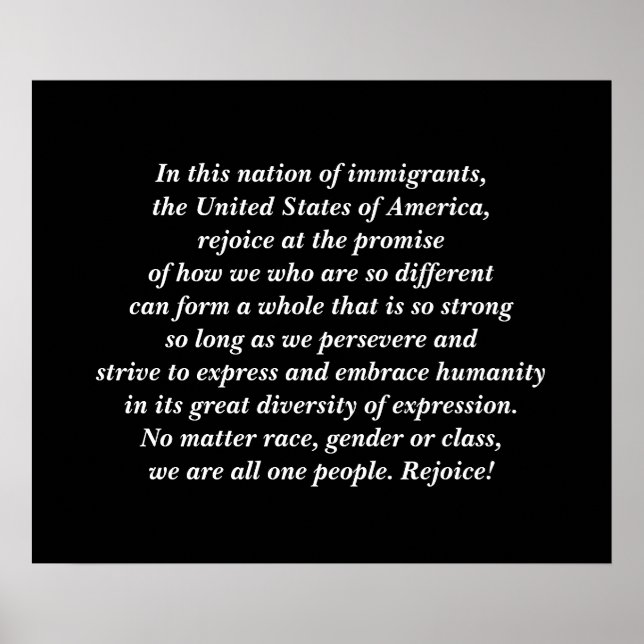 Poster Dans cette nation d'immigrants ... Réjouissez (Devant)