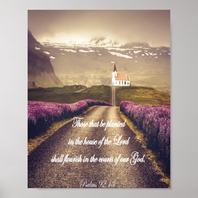 Poster Dans la maison du Seigneur KJV Bible Verse (Devant)