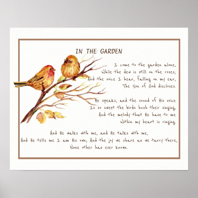 Poster ~Dans le jardin Conforting Hymn Garden Oiseaux Art (Devant)