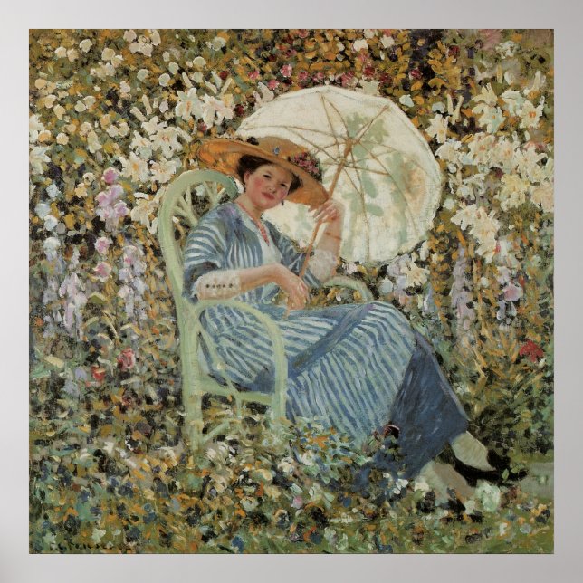 Poster Dans le jardin, Giverny par Frederick Frieseke (Devant)