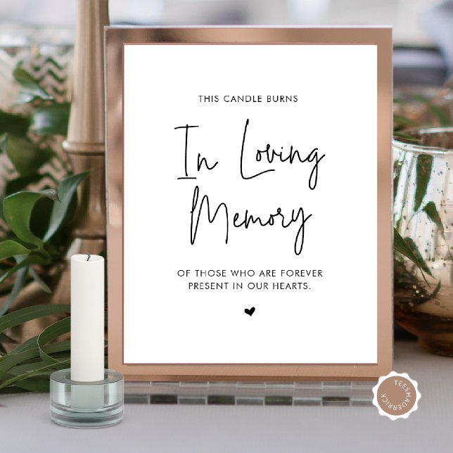 Poster Dans Love Memory Candle, Mariage Memorial Table (Beautiful In Loving Memory Candle Burns, Modern Wedding Memorial Table Sign, Digital Download)