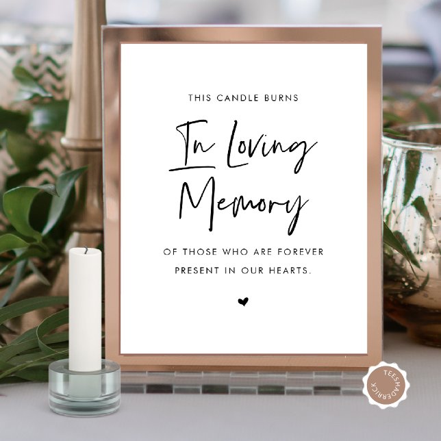 Poster Dans Love Memory Candle, Mariage Memorial Table (In Loving Memory, Wedding Memorial Table Sign, Candle Burns, Forever Dear, Digital Download)
