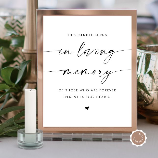 Poster Dans Love Memory Candle, Mariage Memorial Table (In Loving Memory Candle Burns, Wedding Memorial Table Sign, Digital Download, Modern script)