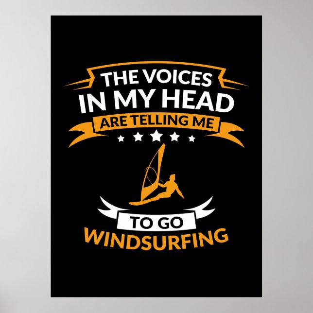Poster Dans Ma Tête Je Veux Aller Planche À Voile (Devant)