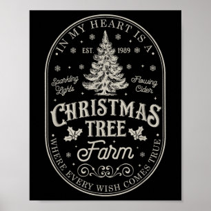Poster Dans Mon Coeur Est Une Ferme D'Arbre De Noël Vinta
