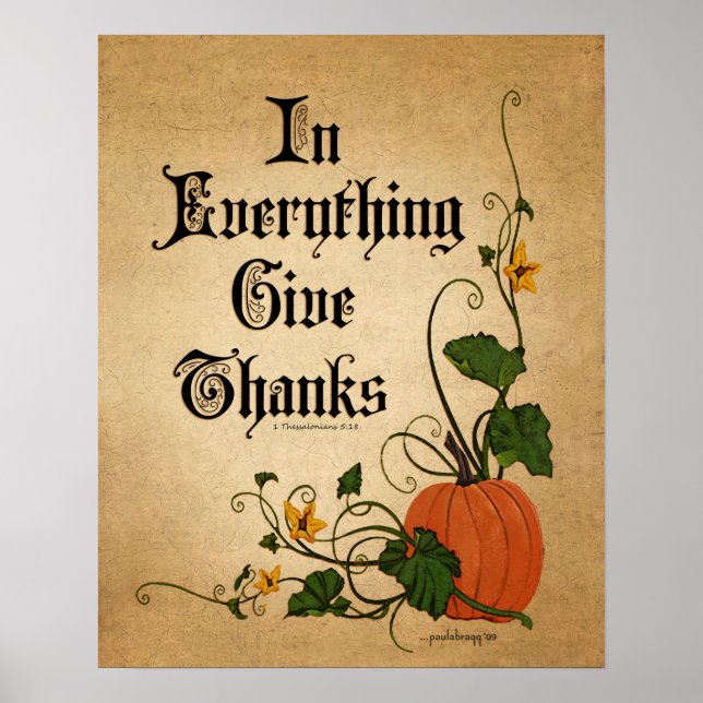 Poster "Dans tout ce qui donne merci" Thanksgiving Citrou (Devant)