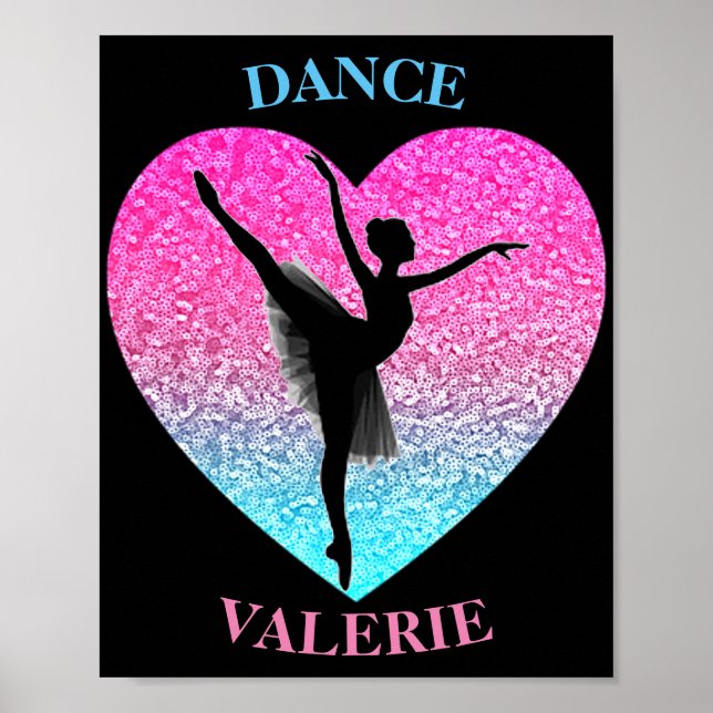 Poster Danse Ballerina avec/ Nom personnalisé (Devant)