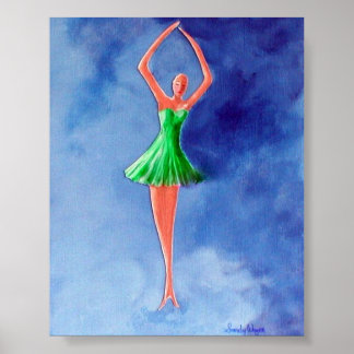 Poster Danse Ballerina, Vert