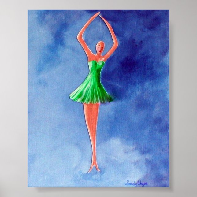 Poster Danse Ballerina, Vert (Devant)