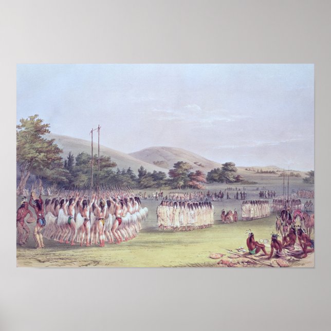 Poster Danse Choctaw Ball-Play, 1834-35 (Devant)