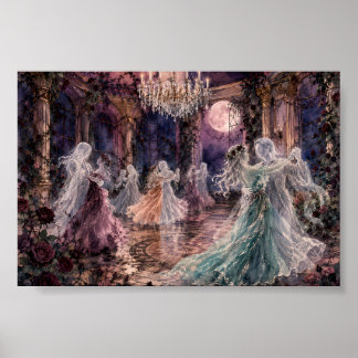 Poster Danse de fantômes gothiques dans un salon de bal f
