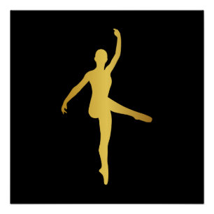Poster Danse de salle de bal Fille Pirouette noire minima