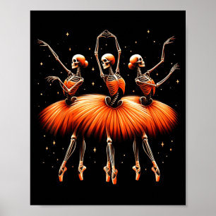 Poster Danse de squelette de ballerine effrayante Hallowe