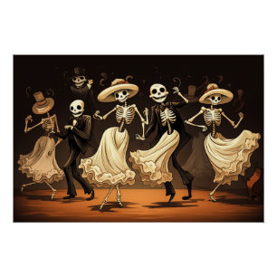 Poster Danse de swing de Halloween dessin animé