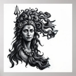 Poster Danse Divine : Shiva Charcoal Art