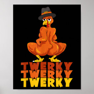 Poster Danse drôle de Thanksgiving à cul de dinde Twerky