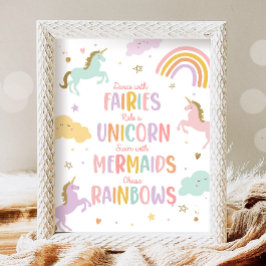 Poster Danse du Parti Unicorn avec les fées Ride a Unicor