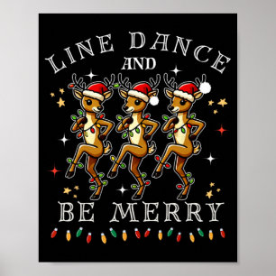 Poster Danse en ligne des rennes et joyeux Noël festif