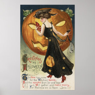 Poster Danse et citrouille de Halloween GreetingWitch