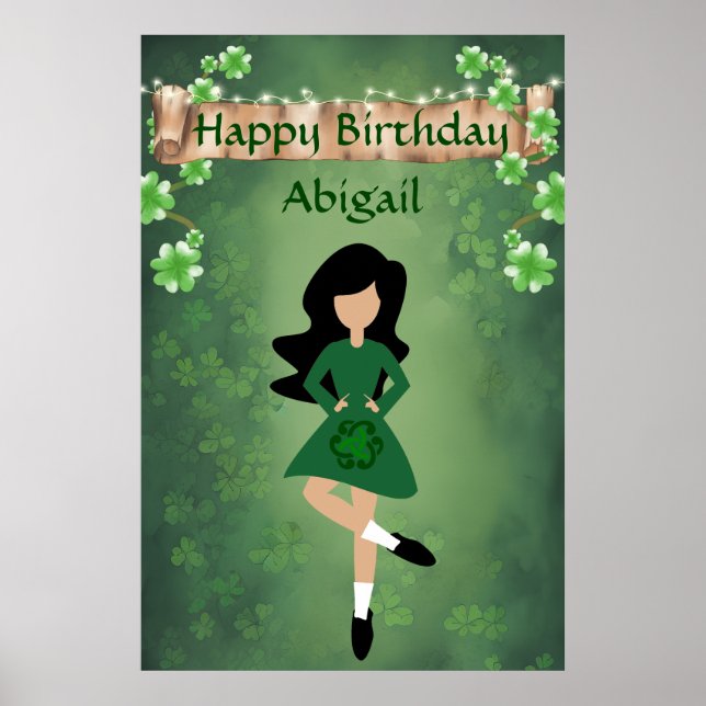 Poster Danse irlandaise personnalisée, Joyeux anniversair (Devant)