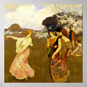 Poster Danse printanière, Arthur F. Mathews