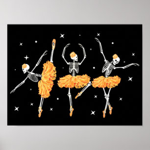Poster Danse Skeleton Ballerina Ballet Danse Halloween
