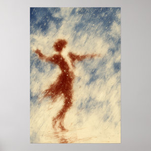 Poster Danse sous la Pluie Figuratif Expressif