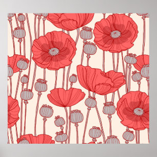 Poster Danse sur le terrain du pavot : Rhapsody florale s