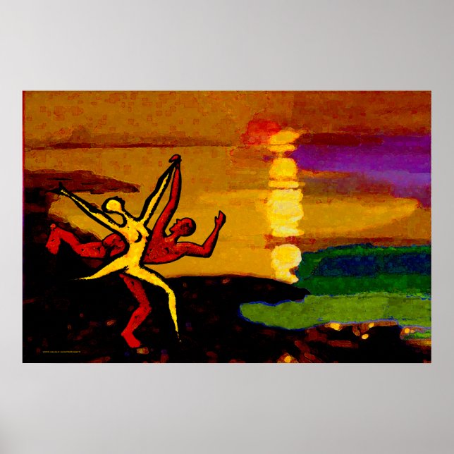 Poster Danser au coucher du soleil (36 po x 24 po) (Devant)