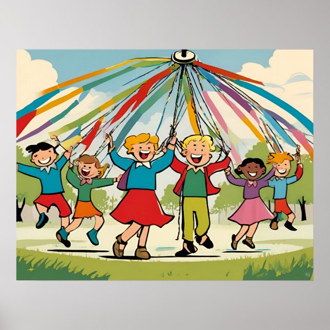 Poster Danser autour du Maypole - Jouets pour enfants (Devant)