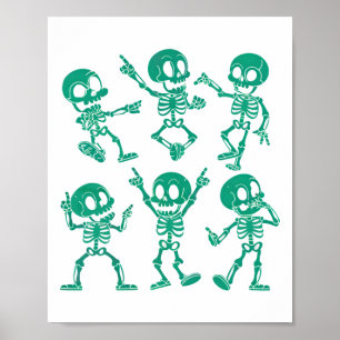 Poster Danser Skeletons Danser Défi Fille Garçons Enfants