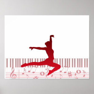 Poster Danseur de ballet sur un clavier 