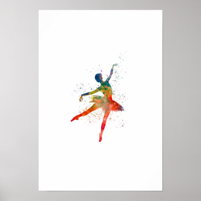 Poster Danseur de ballon classique aquarelle (Devant)