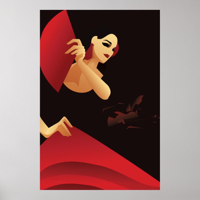Poster Danseur de flamenco espagnol avec ventilateur. noi (Devant)