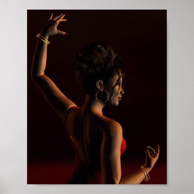 Poster Danseur de flamenco espagnol sur une scène sombre (Devant)