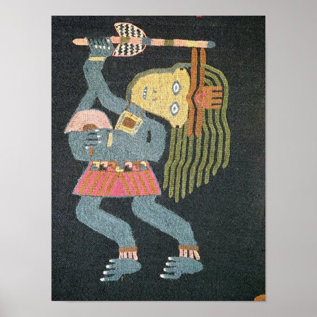 Poster Danseur de laine tissée avec bâton, tribu Paracas (Devant)