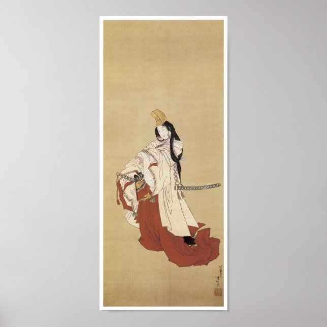 Poster Danseur de Shirabyoshi, Hokusai, 1820 (Devant)