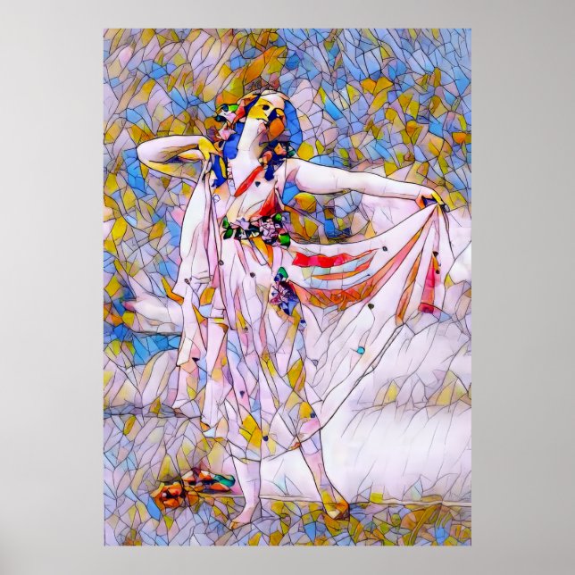 Poster Danseur en verre tendu en robe de souffle (Devant)